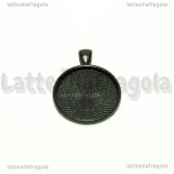 Base Tonda in metallo smaltato nero per cammei 25mm