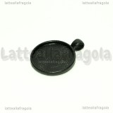 Base Tonda in metallo smaltato nero per cammei 25mm