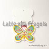 Ciondolo farfalla in legno dipinto in azzurro 46x40mm