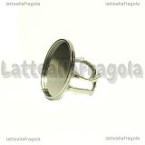 Base anello in Acciaio inox regolabile con base ovale 25x18mm