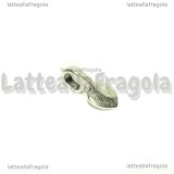 Portapendente da incollare Cuore in metallo argento antico 16x8mm