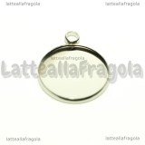 Base tonda in acciaio 27x22mm per cammeo 20mm