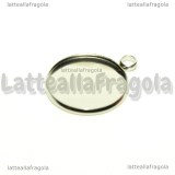 Base tonda in acciaio 24x20mm per cammeo 20mm