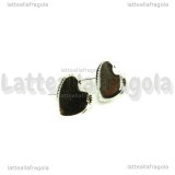 Coppia Perni base Cuore 12mm in rame silver plated