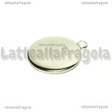 Base tonda in acciaio 24x20mm per cammeo 20mm