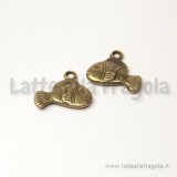 Charm Pesciolino double-face in metallo color bronzo 17x14mm