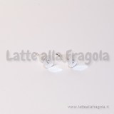 Coppia di Perni a base piatta 6mm Silver Plated con farfalline in silicone trasparente