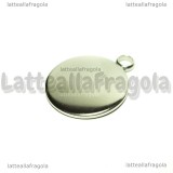 Base tonda in acciaio 24x20mm per cammeo 18mm