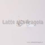 Coppia di Perni a base piatta 6mm Silver Plated con farfalline in silicone trasparente