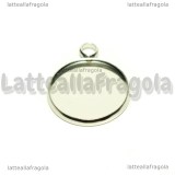 Base tonda in acciaio 24x20mm per cammeo 18mm