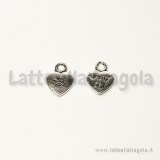 Charm Cuore I love my cat in metallo argento antico 12x9mm