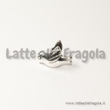 Uccellino foro largo in metallo argento antico 16x11mm