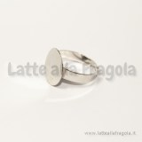 Set Fiore in vetro 21x21mm e base anello 15mm toni argentati