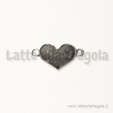 Connettore cuore in metallo argento antico 28x17mm