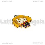 Ciondolo Hermione della saga di Harry Potter in metallo dorato smaltato 27x24mm