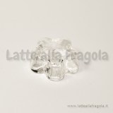 Set Fiore in vetro 21x21mm e base anello 15mm toni argentati