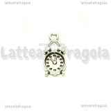 Charm Sveglia in metallo argento antico 19x8mm