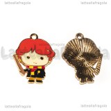 Ciondolo Ron della saga di Harry Potter in metallo dorato smaltato 27x24mm