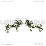 Ciondolo Leone 3D in metallo argento antico 23x16mm