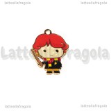 Ciondolo Ron della saga di Harry Potter in metallo dorato smaltato 27x24mm