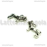 Ciondolo Leone 3D in metallo argento antico 23x16mm