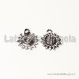 Charm girasole in acrilico argento antico 19x16mm