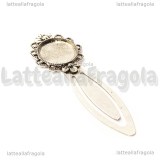 Segnalibro in metallo argento antico 83x28mm con base tonda per cammeo 20mm