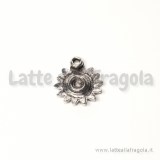 Charm girasole in acrilico argento antico 19x16mm