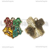 Ciondolo Stemmi Casate della saga di Harry Potter in metallo dorato smaltato 25x22mm