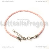 Bracciale in cordino similpelle intrecciato rosa 3mm