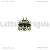 Charm Scrigno del Tesoro 3D in metallo argento antico 20x12mm