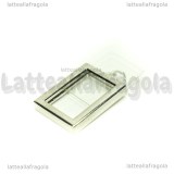 Ciondolo Cornice rettangolare in metallo argentato e PVC 16.5x10.5mm
