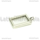 Ciondolo Cornice rettangolare in metallo argentato e PVC 16.5x10.5mm