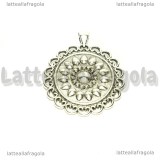 Base Cammeo retro decorato in metallo argento antico per 30mm