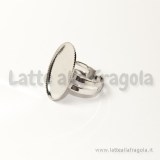 Base anello in rame argentato con base cammeo 25x18mm