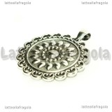 Base Cammeo retro decorato in metallo argento antico per 30mm