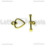 Chiusura composta a Cuore in metallo gold plated 14x11mm
