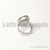 Base anello in rame argentato con base cammeo 25x18mm