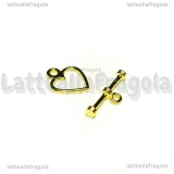 Chiusura composta a Cuore in metallo gold plated 14x11mm