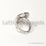 Base anello in rame argentato con base cammeo 25x18mm