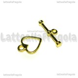 Chiusura composta a Cuore in metallo gold plated 14x11mm