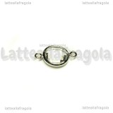 Connettore Tondo in ottone argentato e vetro sfaccettato cristal 14x9mm