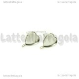 Coppia Perni in Acciaio Inox con asola e base cuore 11x10mm