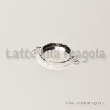 Connettore in metallo silver plated base tonda adatta a 16mm