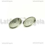Coppia orecchini a perno in Acciaio inox con base ovale 14x10mm