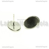 Coppia orecchini a perno in Acciaio inox con base ovale 14x10mm