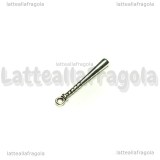 Ciondolo Mazza da Baseball 3D in metallo argento antico 3.5x0.5cm
