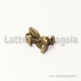 Charm testa di coniglio in metallo color bronzo 13x9mm