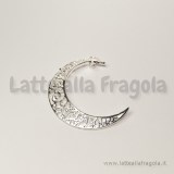 Ciondolo Luna filigranata in metallo Silver Plated 37x28mm