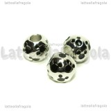 Perla foro largo in metallo argentato smaltato Topolino Nero 12x10mm